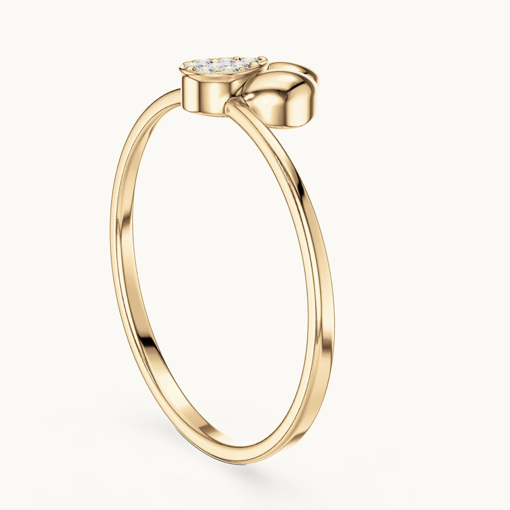 Round lab-grown diamond petite flower ring in yellow gold, 0.045 CT TW, view 1