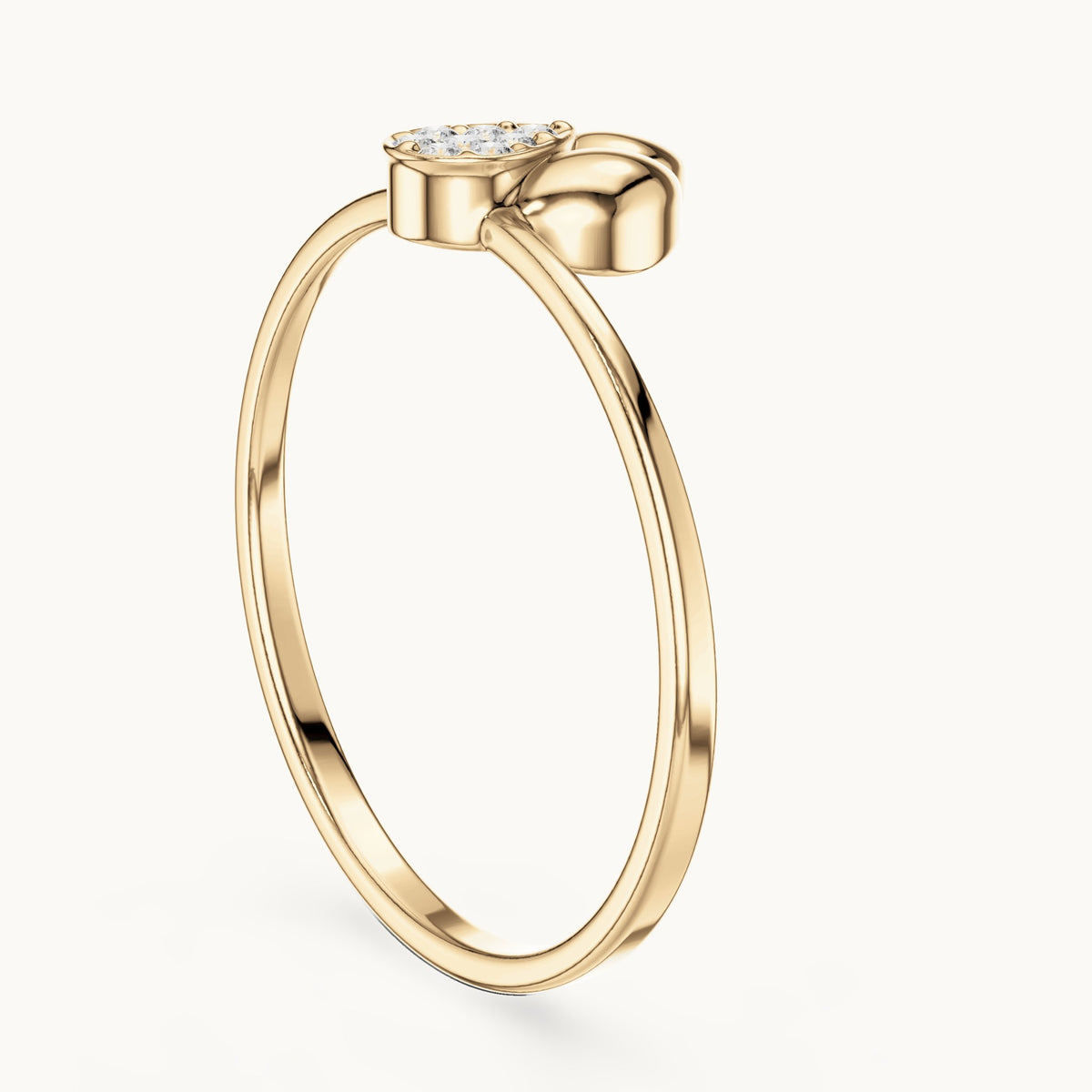 Round lab-grown diamond petite flower ring in yellow gold, 0.045 CT TW, view 1