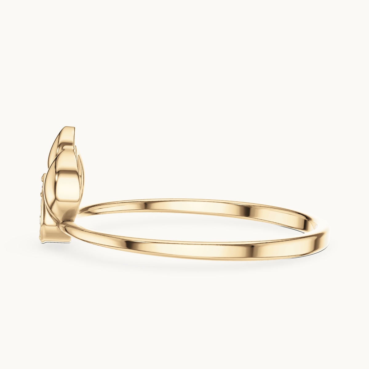 Round lab-grown diamond petite flower ring in yellow gold, 0.045 CT TW, view 3