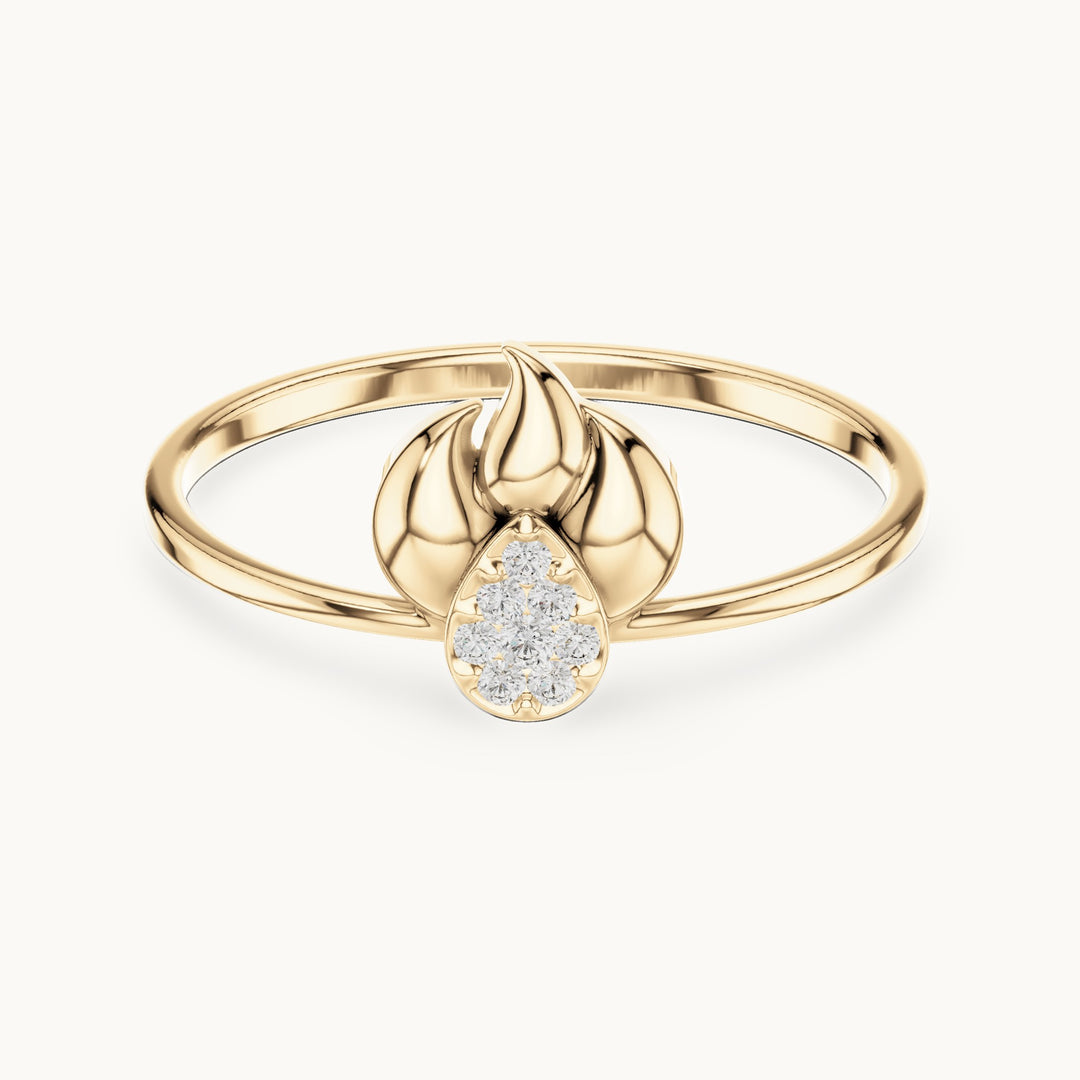 Round lab-grown diamond petite flower ring in yellow gold, 0.045 CT TW, view 4