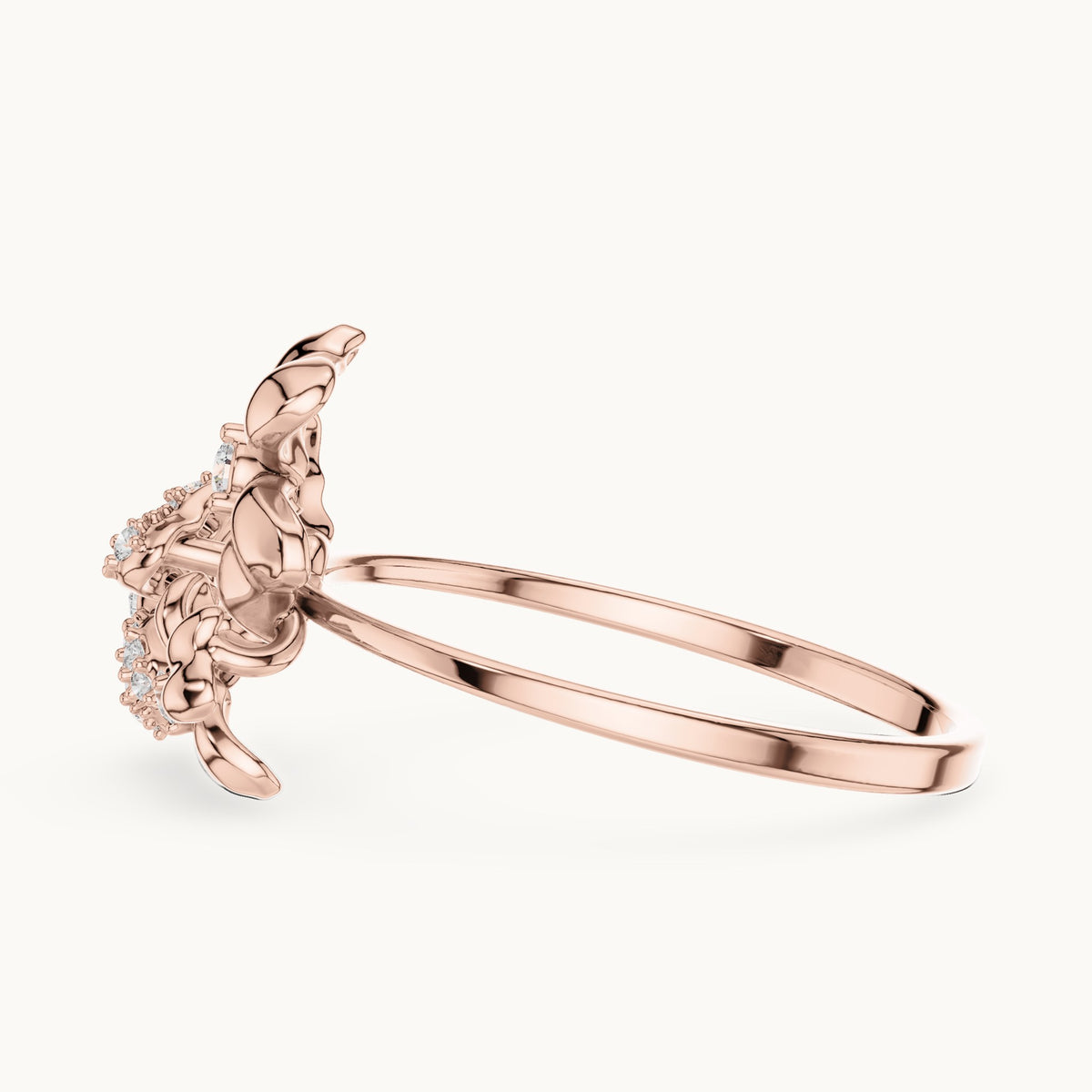 Round lab-grown diamond blossom cluster ring in rose gold, 0.162 CT TW, view 3