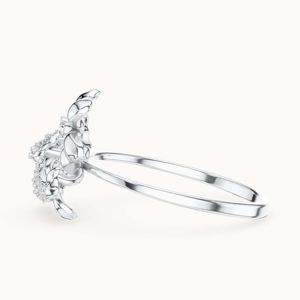 Round lab-grown diamond blossom cluster ring in white gold, 0.162 CT TW, view 3
