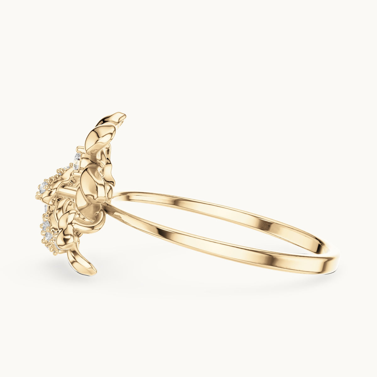Round lab-grown diamond blossom cluster ring in yellow gold, 0.162 CT TW, view 3