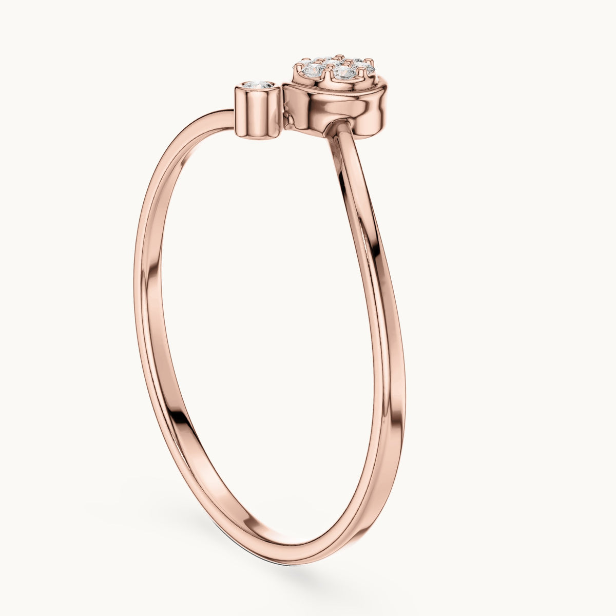 Round lab-grown diamond cluster disc ring in rose gold, 0.045 CT TW, view 1