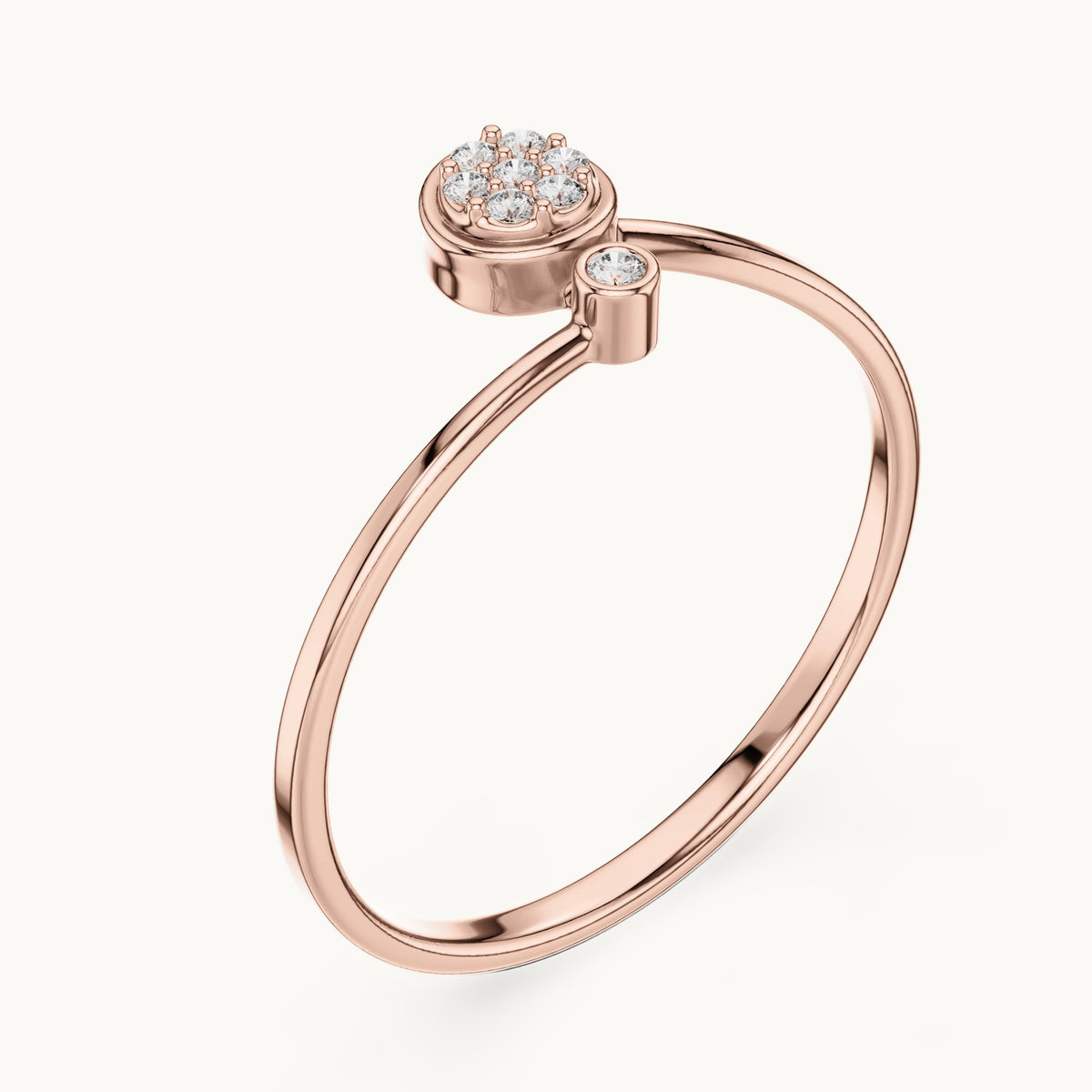 Round lab-grown diamond cluster disc ring in rose gold, 0.045 CT TW, view 2