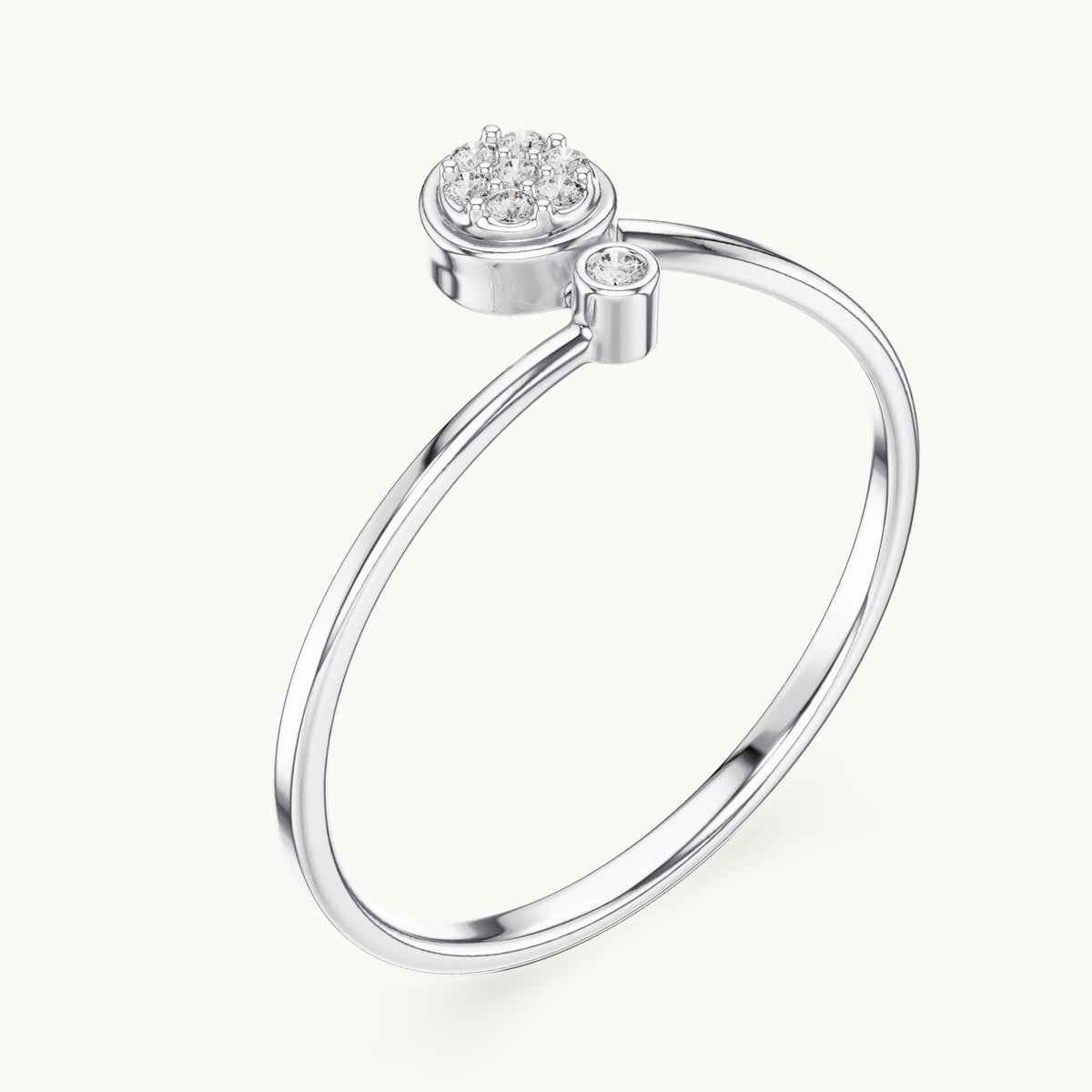 Round lab-grown diamond cluster disc ring in white gold, 0.045 CT TW, view 2