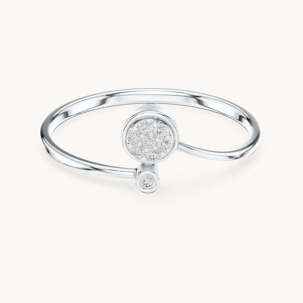 Round lab-grown diamond cluster disc ring in white gold, 0.045 CT TW, view 4