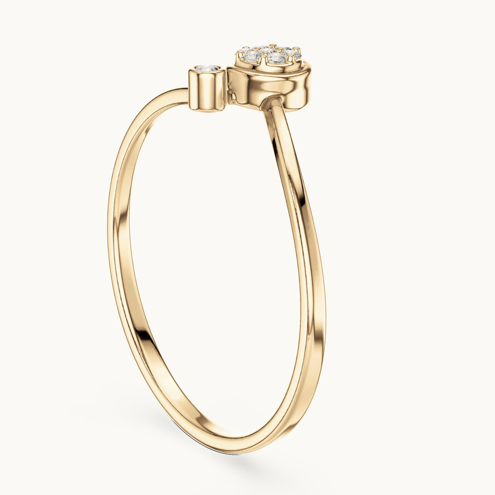 Round lab-grown diamond cluster disc ring in yellow gold, 0.045 CT TW, view 1