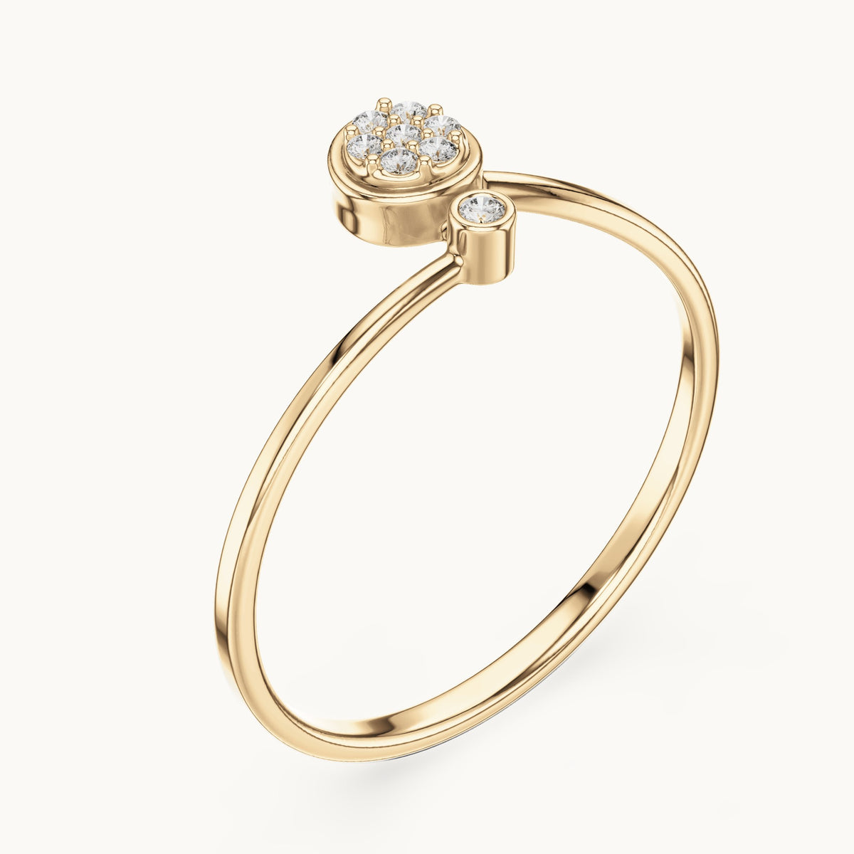 Round lab-grown diamond cluster disc ring in yellow gold, 0.045 CT TW, view 2