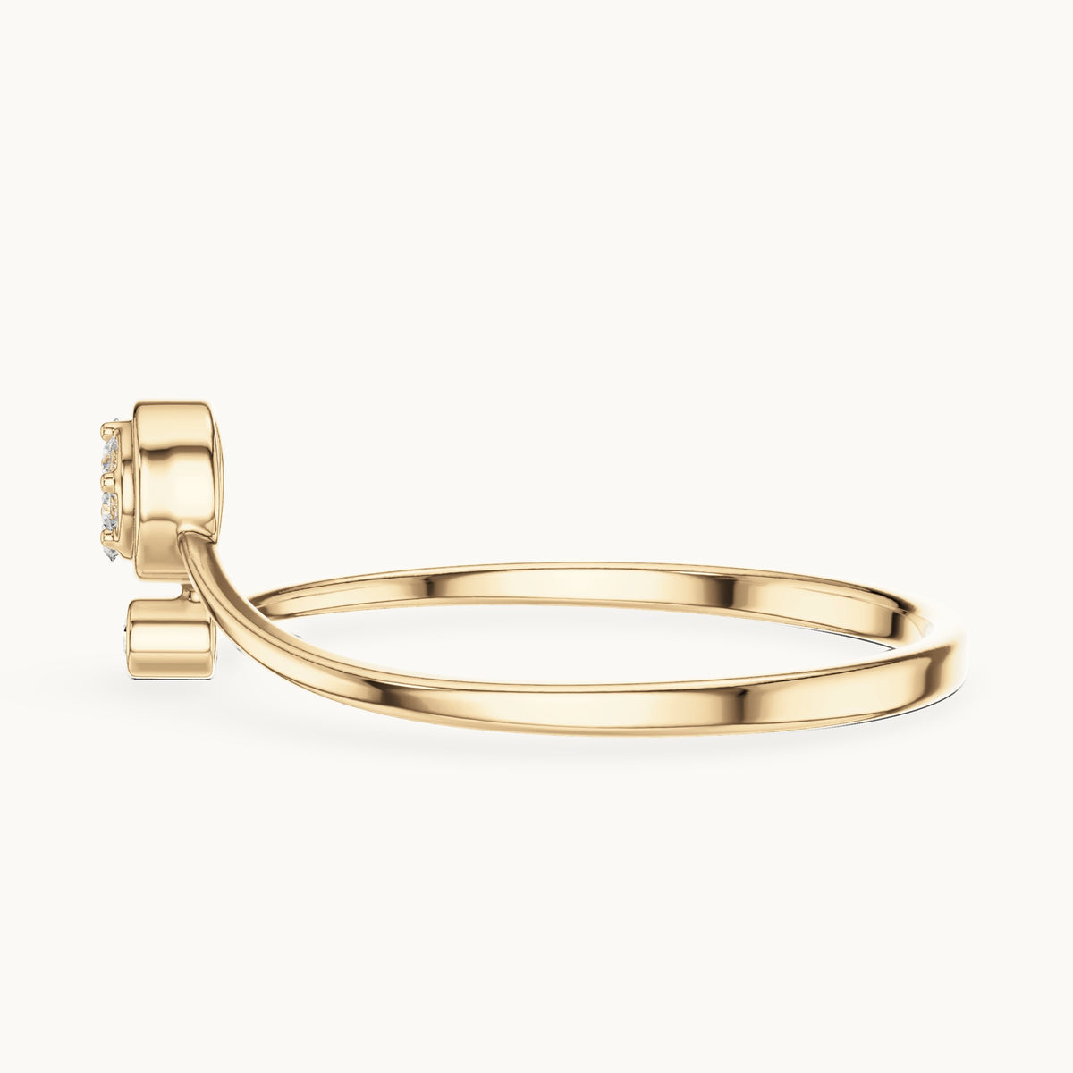 Round lab-grown diamond cluster disc ring in yellow gold, 0.045 CT TW, view 3