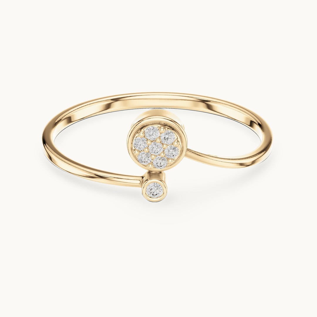 Round lab-grown diamond cluster disc ring in yellow gold, 0.045 CT TW, view 4