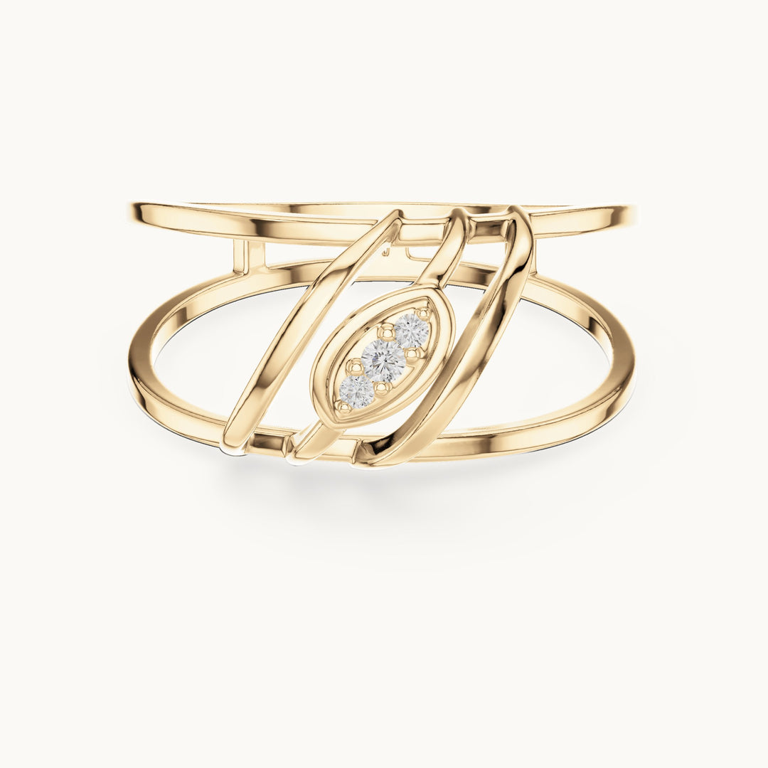 Round lab-grown diamond zigzag frame ring in yellow gold, 0.024 CT TW, view 4