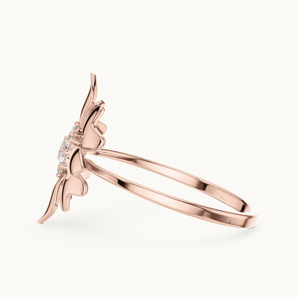 Round lab-grown diamond fleur star ring in rose gold, 0.112 CT TW, view 3