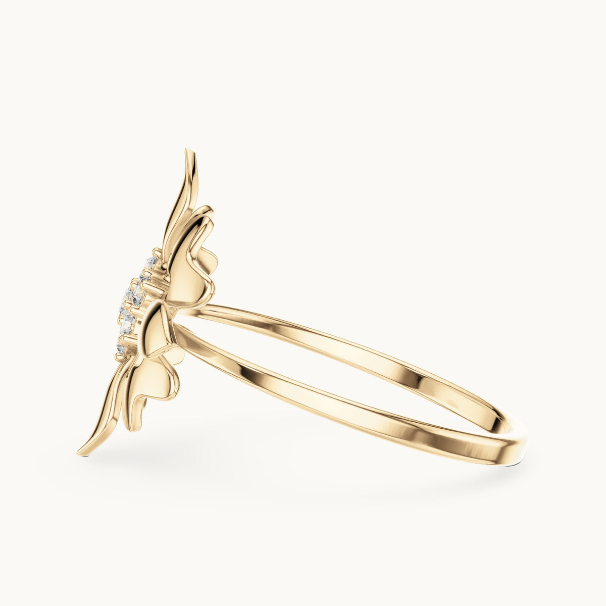 Round lab-grown diamond fleur star ring in yellow gold, 0.112 CT TW, view 3