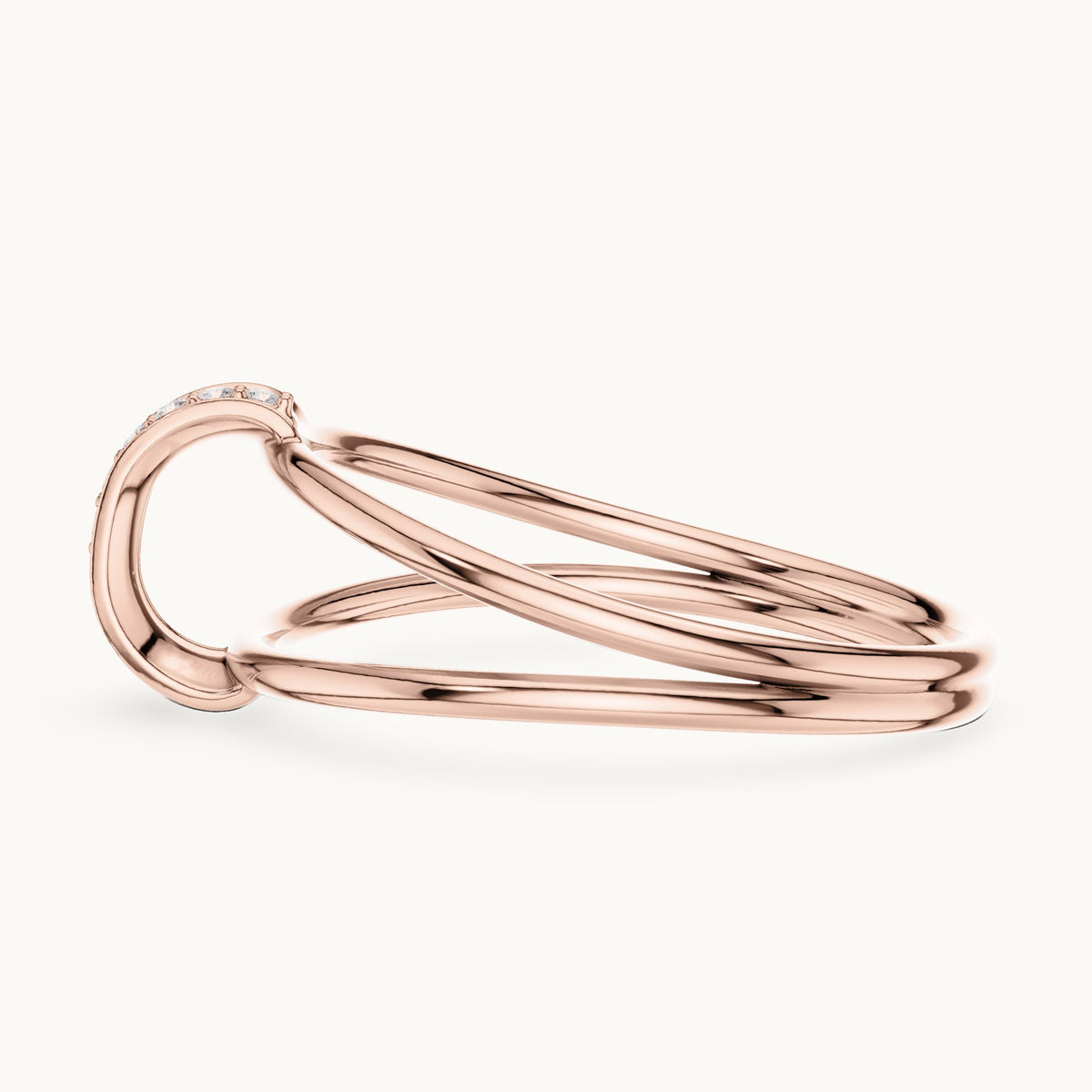 Round lab-grown diamond double wrap bar ring in rose gold, 0.055 CT TW, view 3