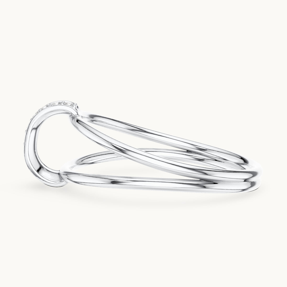 Round lab-grown diamond double wrap bar ring in white gold, 0.055 CT TW, view 3