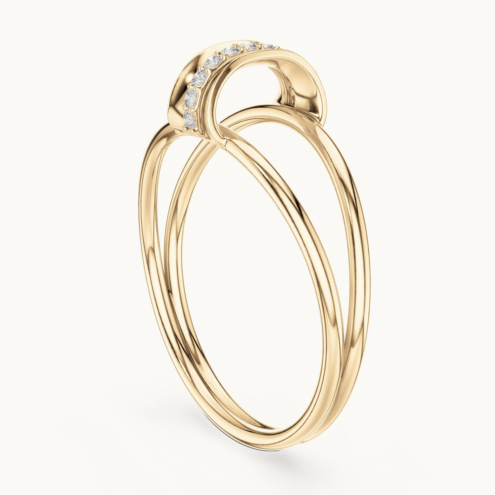 Round lab-grown diamond double wrap bar ring in yellow gold, 0.055 CT TW, view 1