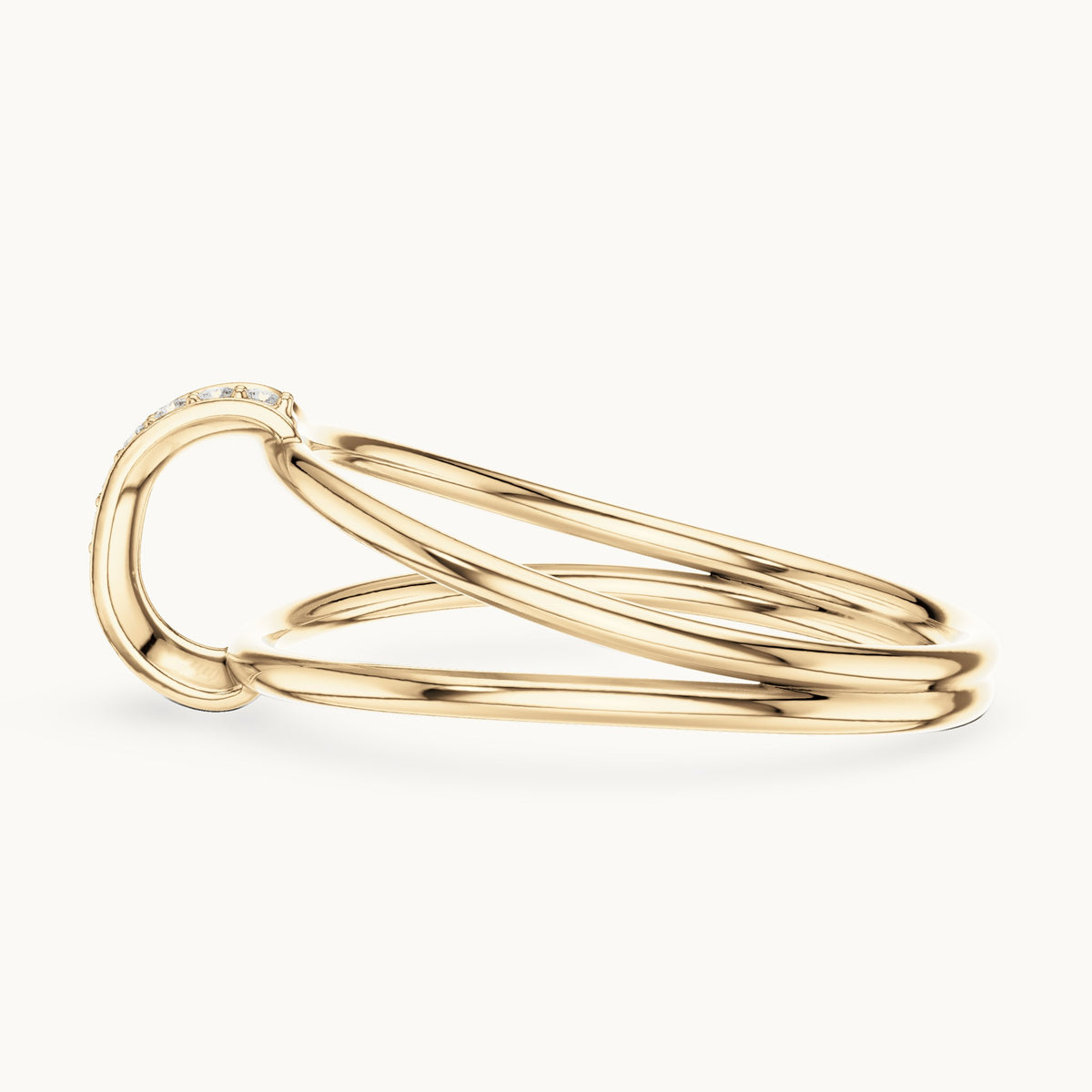 Round lab-grown diamond double wrap bar ring in yellow gold, 0.055 CT TW, view 3