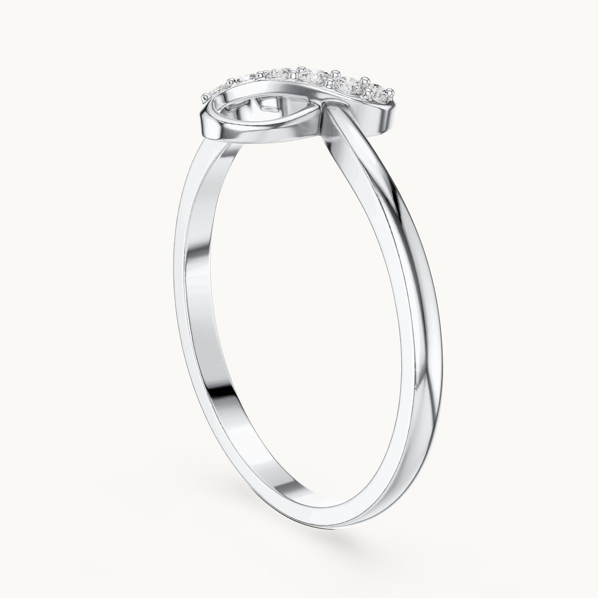 Round lab-grown diamond infinity loop ring in white gold, 0.064 CT TW, view 1