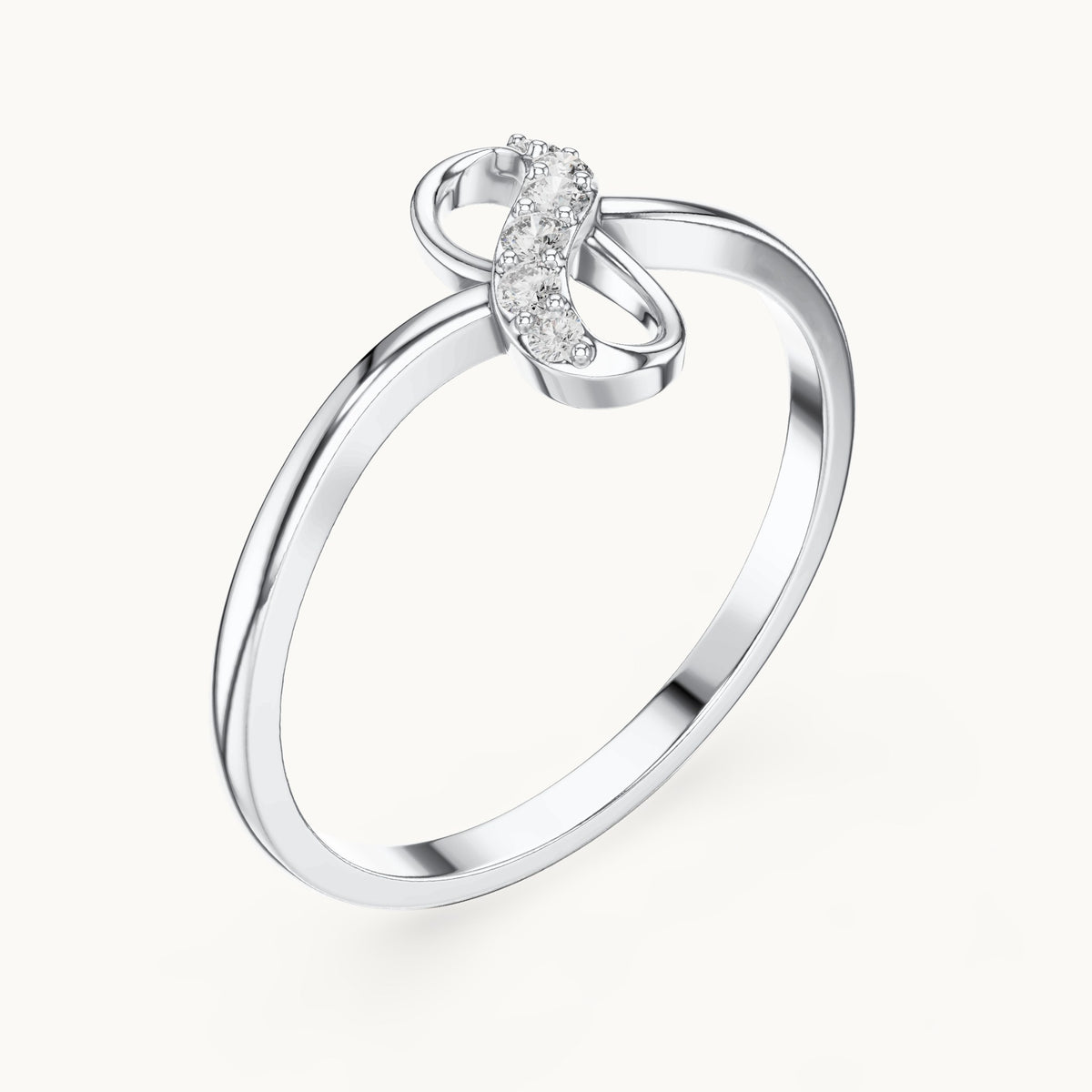 Round lab-grown diamond infinity loop ring in white gold, 0.064 CT TW, view 2