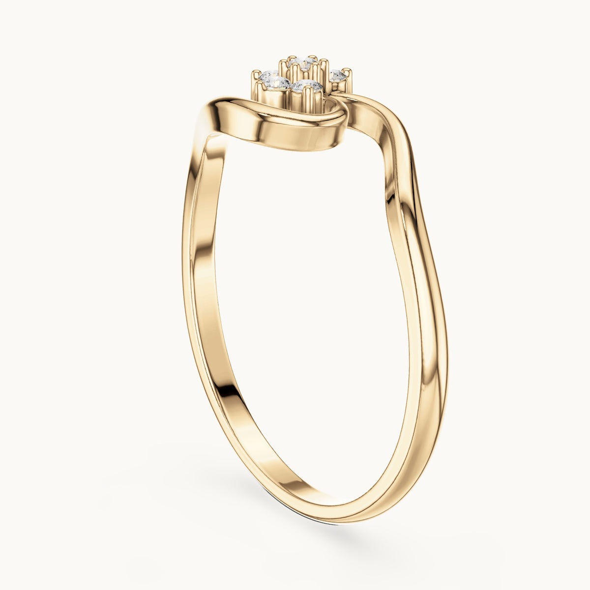 Round lab-grown diamond bypass cluster ring in yellow gold, 0.062 CT TW, view 1