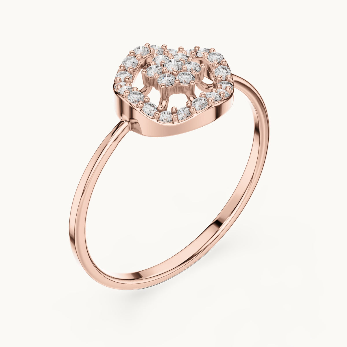 Round lab-grown diamond halo disc cluster ring in rose gold, 0.173 CT TW, view 2