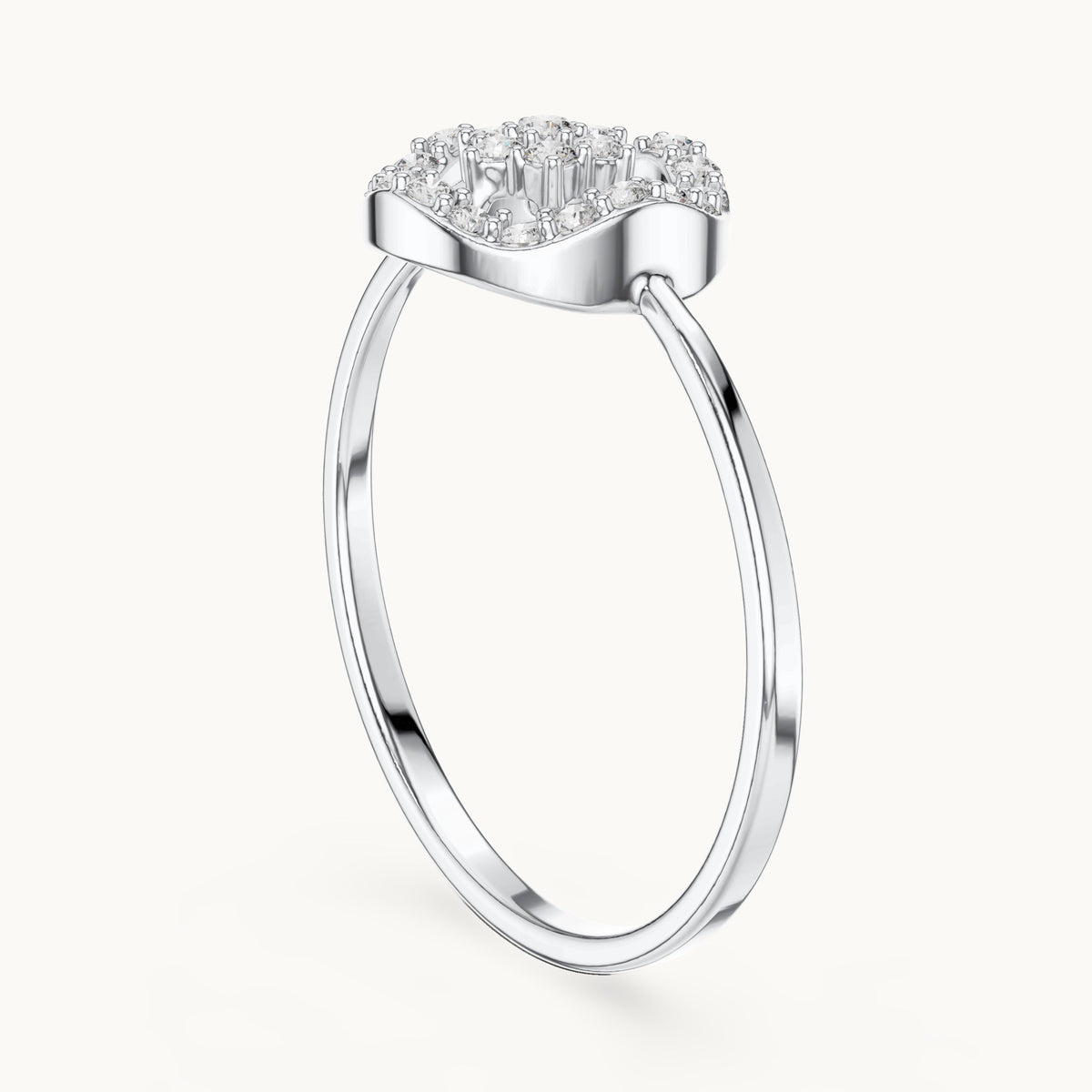 Round lab-grown diamond halo disc cluster ring in white gold, 0.173 CT TW, view 1
