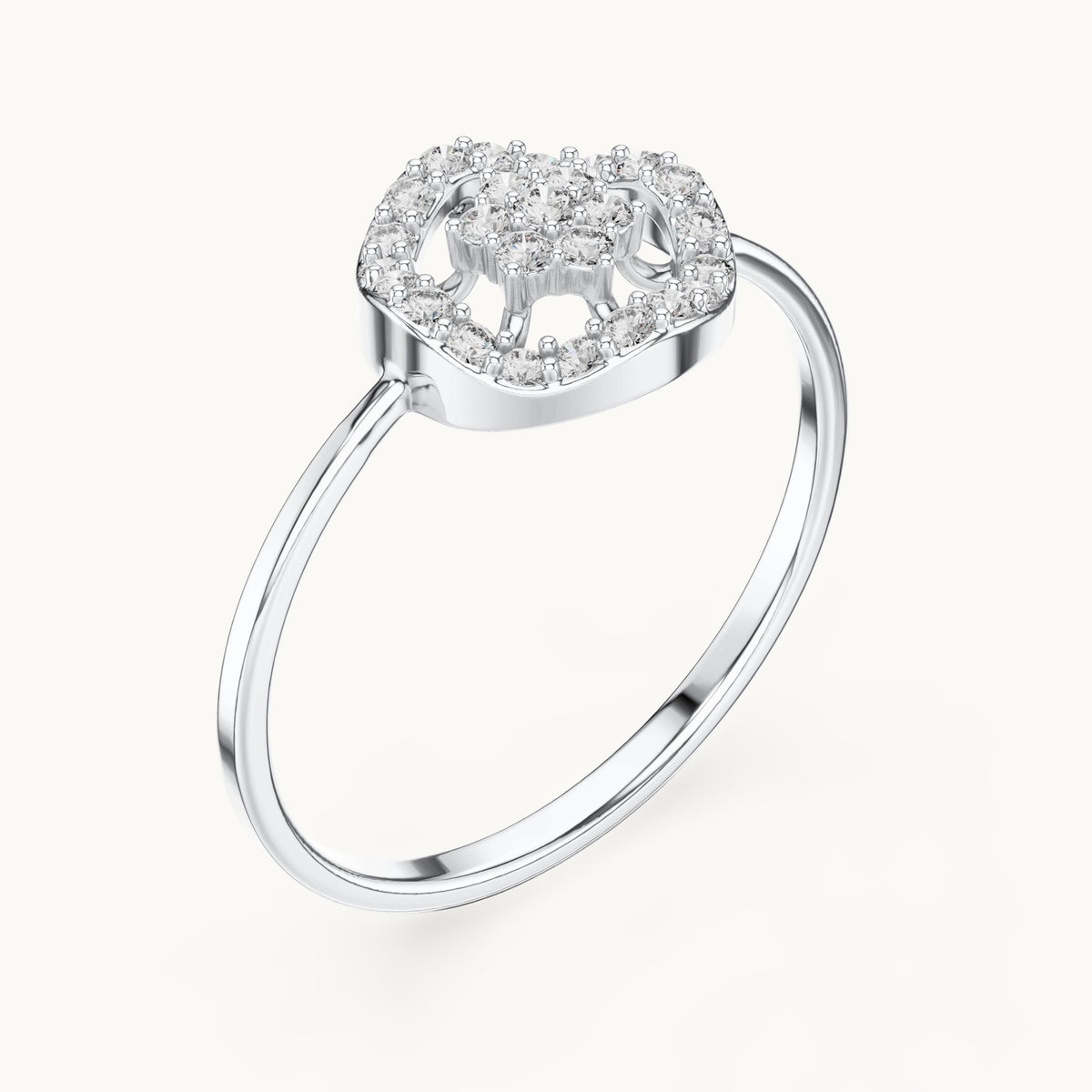 Round lab-grown diamond halo disc cluster ring in white gold, 0.173 CT TW, view 2