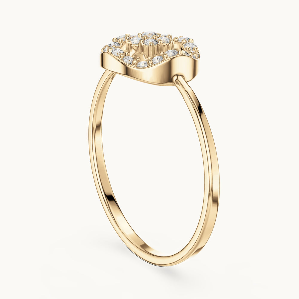 Round lab-grown diamond halo disc cluster ring in yellow gold, 0.173 CT TW, view 1