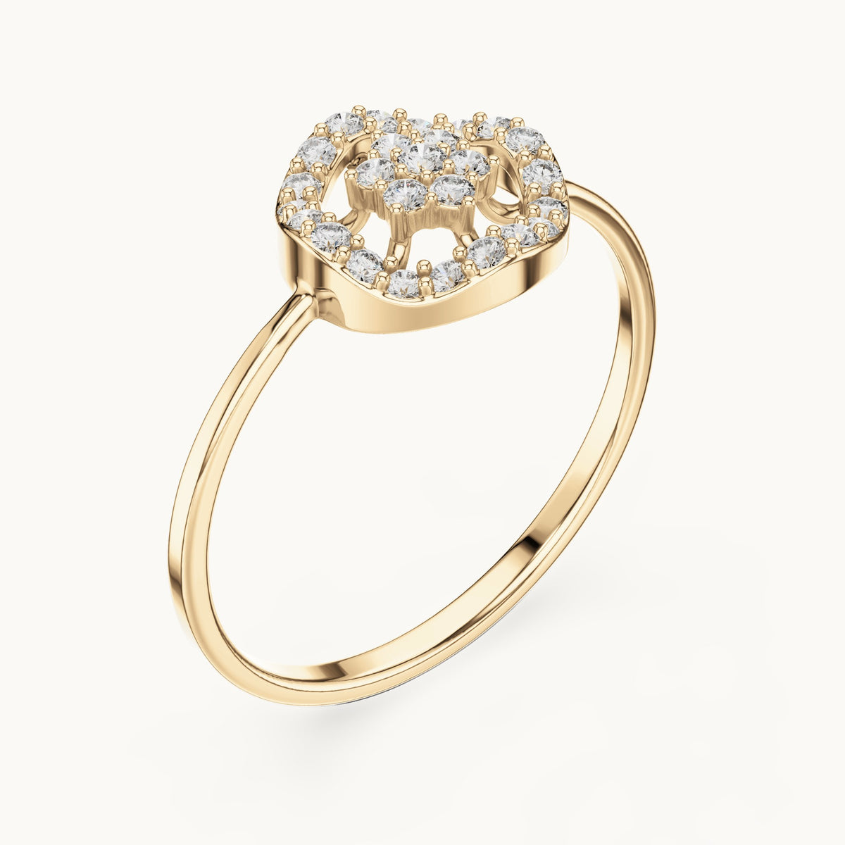 Round lab-grown diamond halo disc cluster ring in yellow gold, 0.173 CT TW, view 2