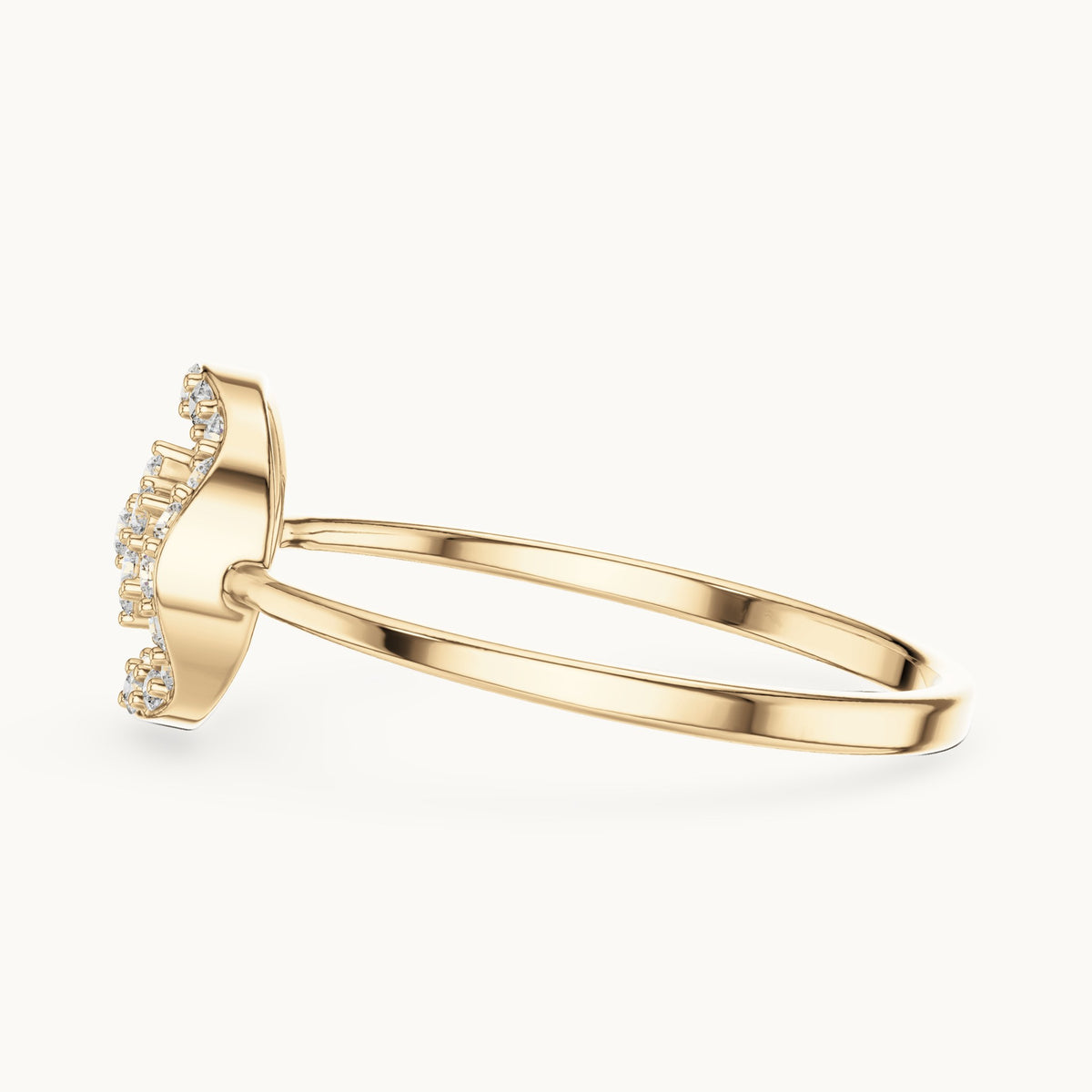 Round lab-grown diamond halo disc cluster ring in yellow gold, 0.173 CT TW, view 3