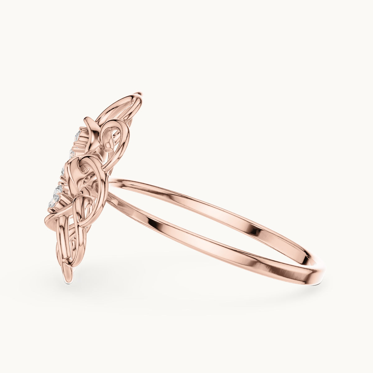 Round lab-grown diamond bezel flower ring in rose gold, 0.075 CT TW, view 3