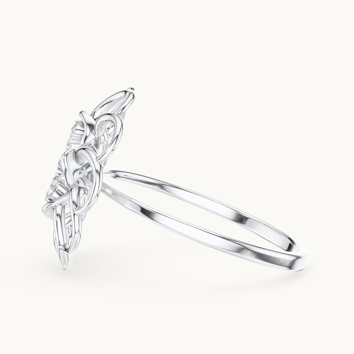 Round lab-grown diamond bezel flower ring in white gold, 0.075 CT TW, view 3