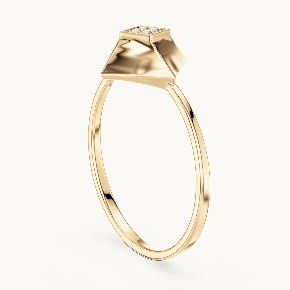Round lab-grown diamond geometric kite ring in yellow gold, 0.02 CT TW, view 1