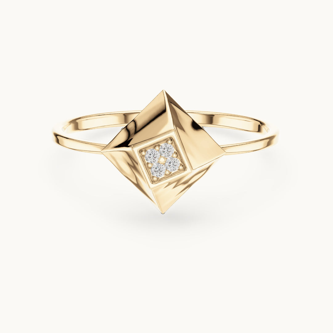 Round lab-grown diamond geometric kite ring in yellow gold, 0.02 CT TW, view 4