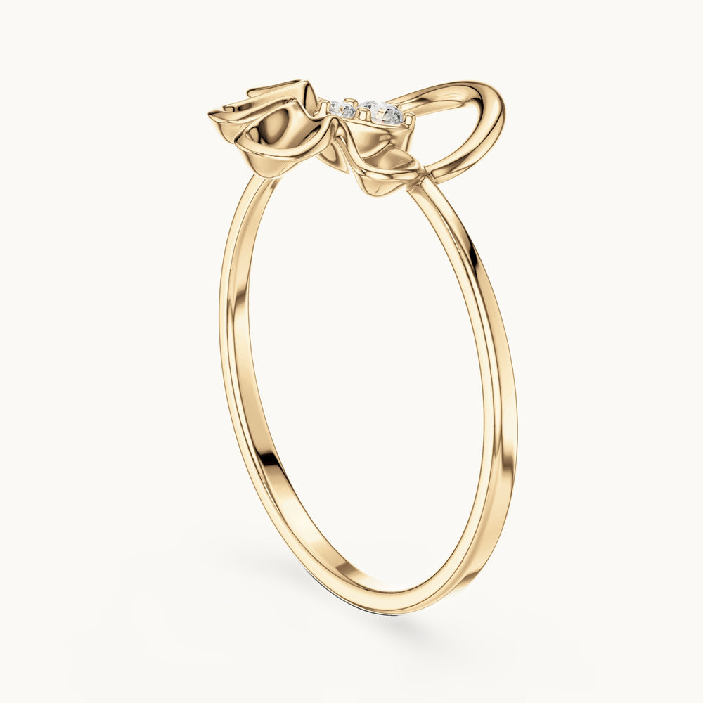 Round lab-grown diamond two-stone arch ring in yellow gold, 0.033 CT TW, view 1