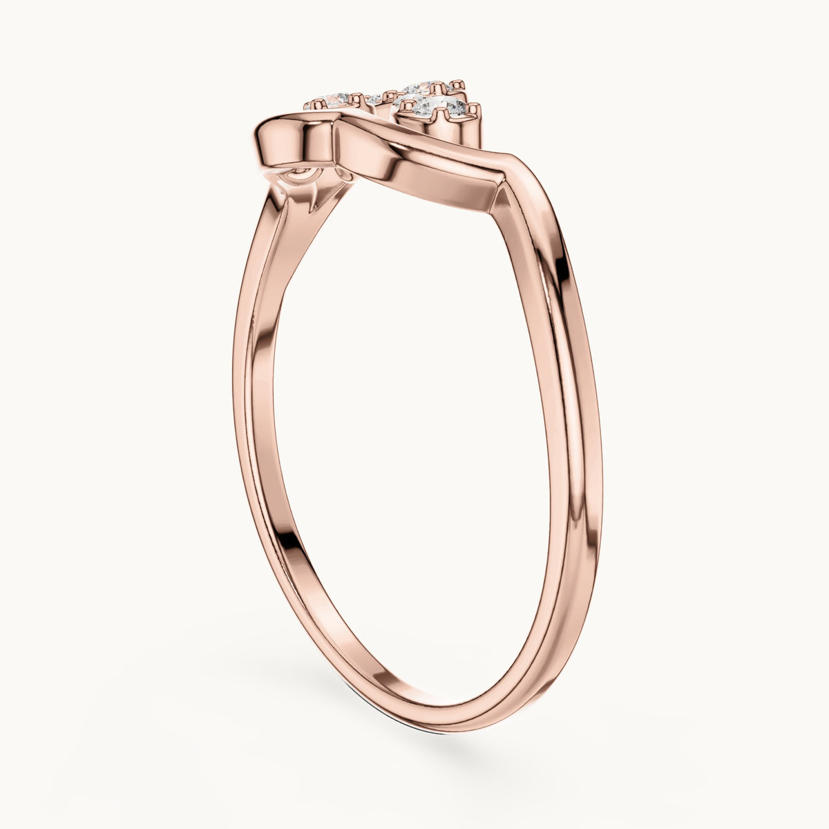Round lab-grown diamond teardrop swirl ring in rose gold, 0.081 CT TW, view 1