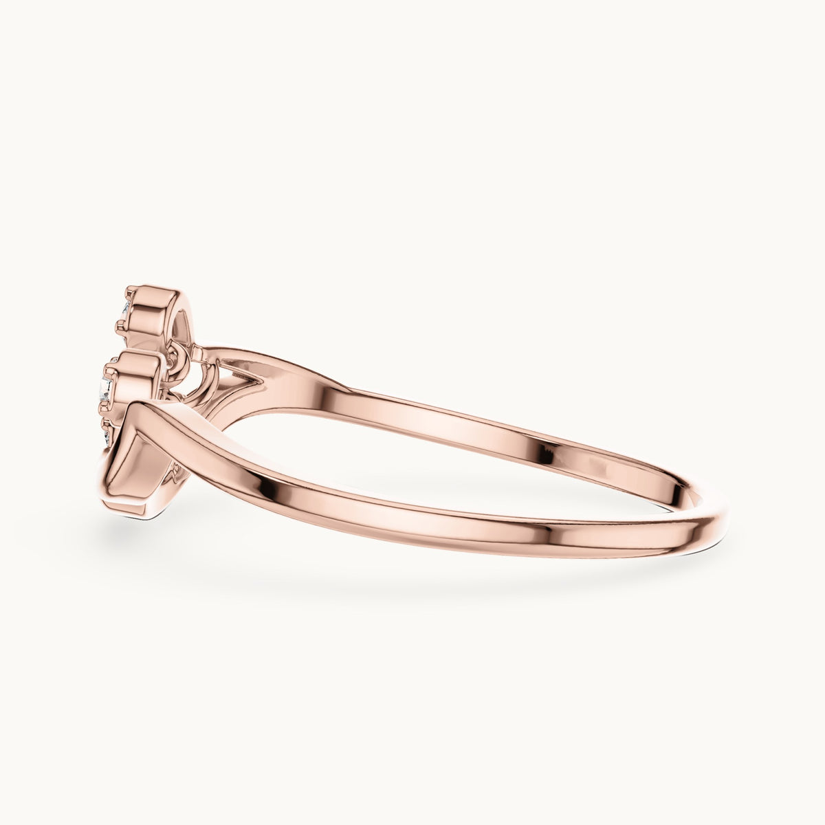 Round lab-grown diamond teardrop swirl ring in rose gold, 0.081 CT TW, view 3