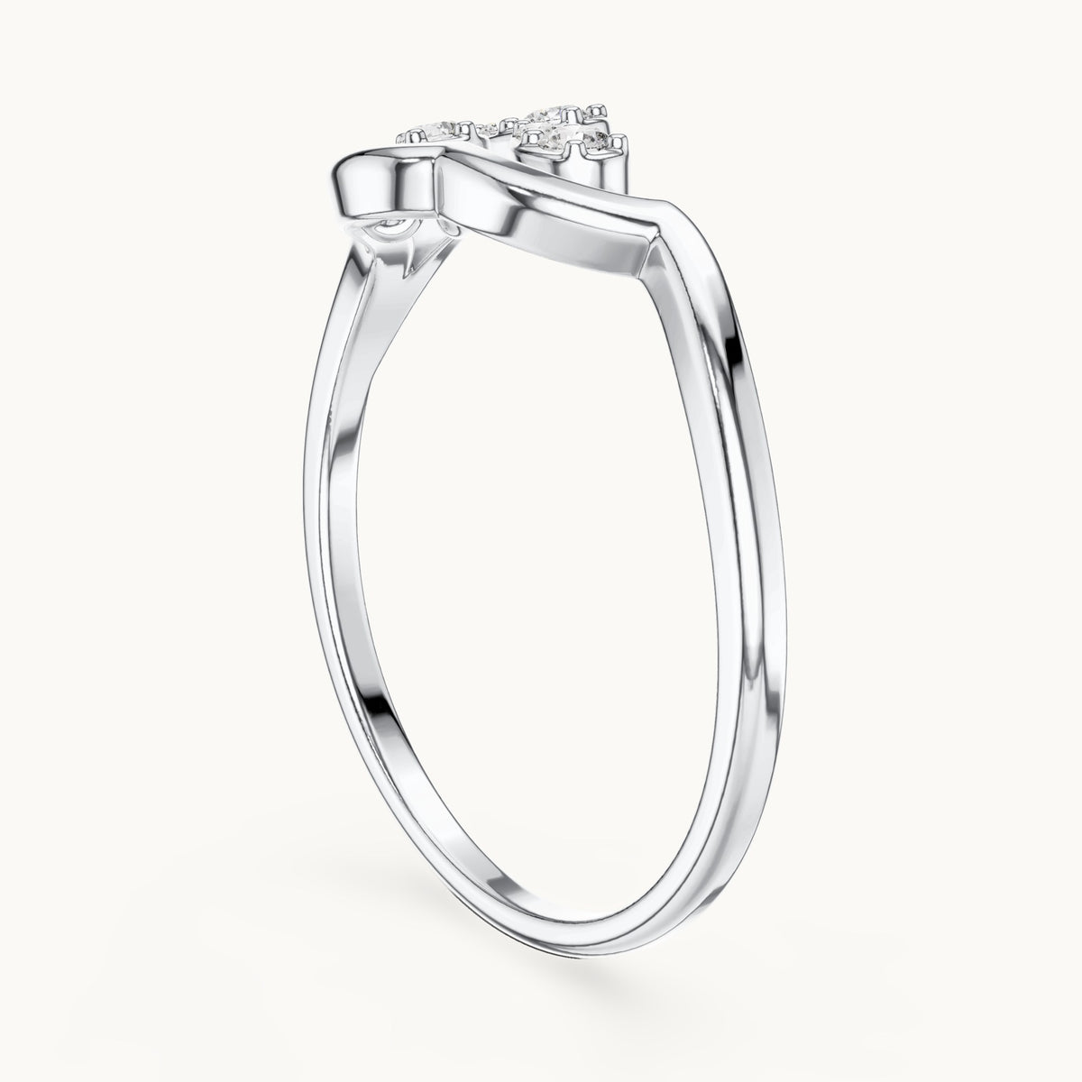 Round lab-grown diamond teardrop swirl ring in white gold, 0.081 CT TW, view 1
