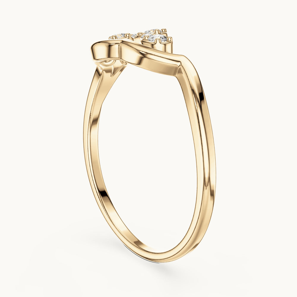 Round lab-grown diamond teardrop swirl ring in yellow gold, 0.081 CT TW, view 1
