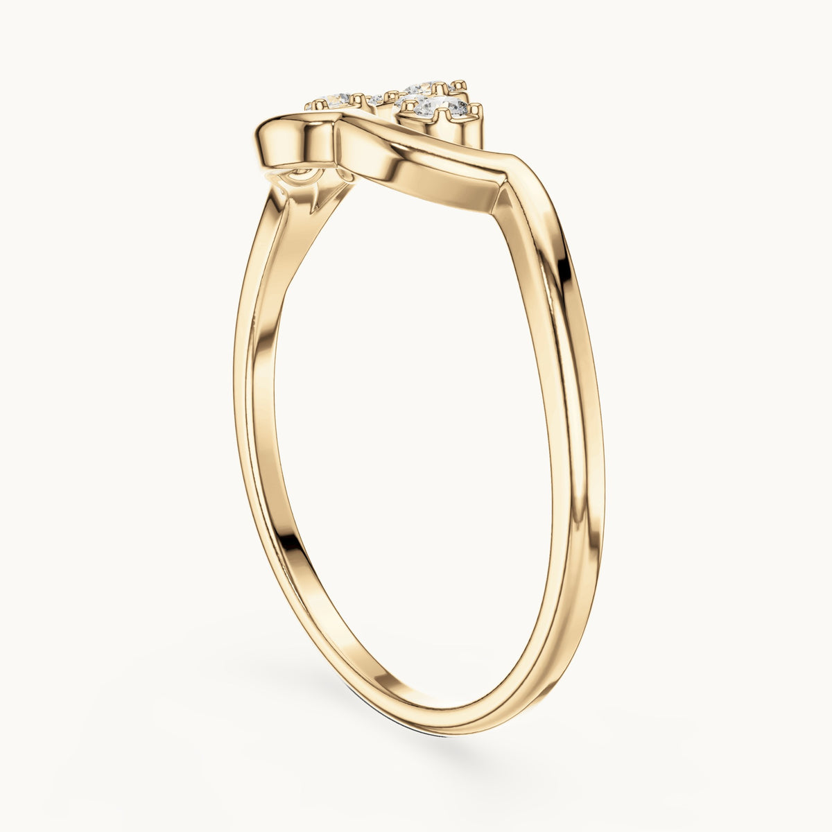 Round lab-grown diamond teardrop swirl ring in yellow gold, 0.081 CT TW, view 1