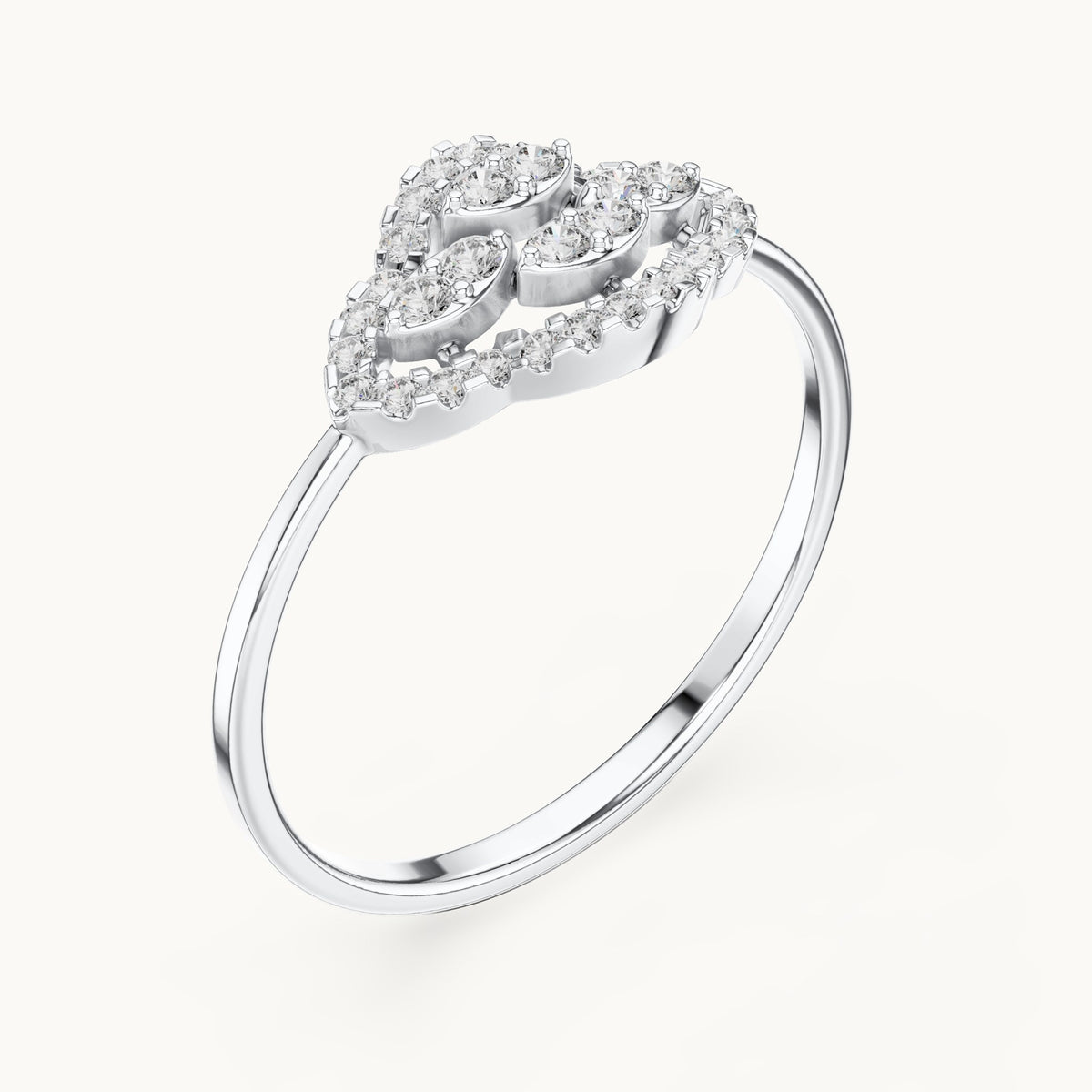 Round lab-grown diamond marquise-shape halo cluster ring in white gold, 0.184 CT TW, view 2