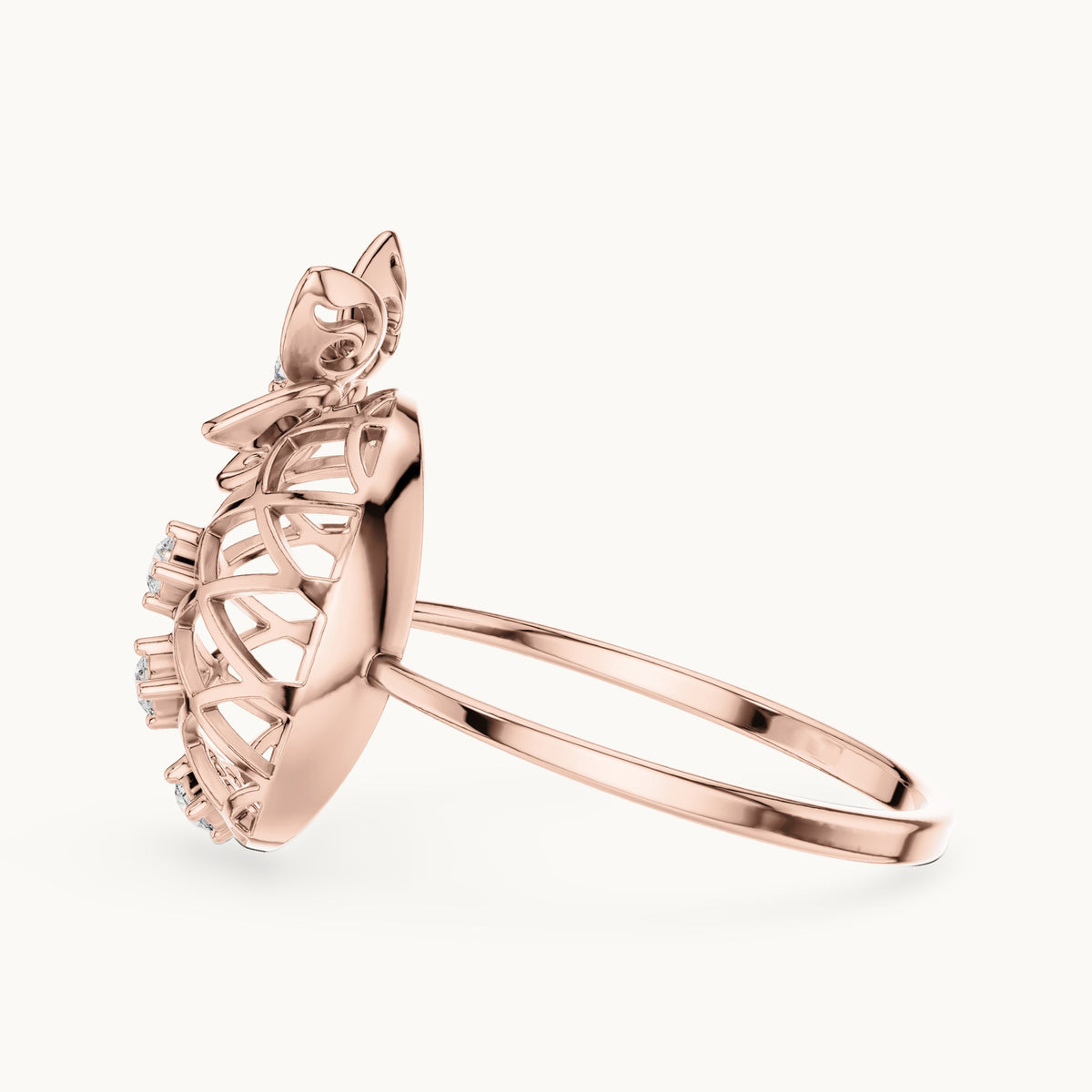 Round lab-grown diamond lattice disc ring in rose gold, 0.08 CT TW, view 3