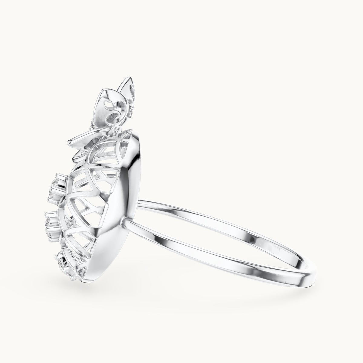 Round lab-grown diamond lattice disc ring in white gold, 0.08 CT TW, view 3