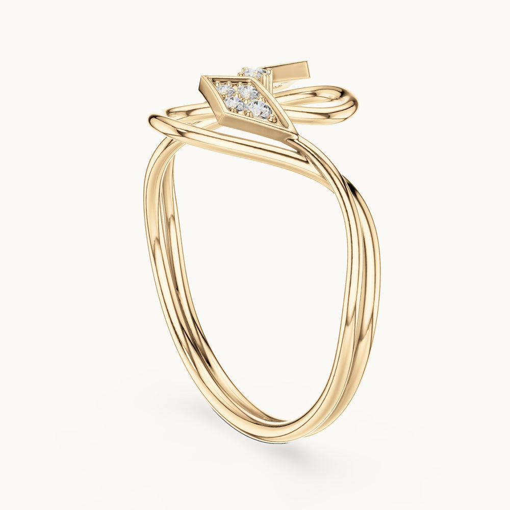 Round lab-grown diamond kite cluster bypass ring in yellow gold, 0.068 CT TW, view 1