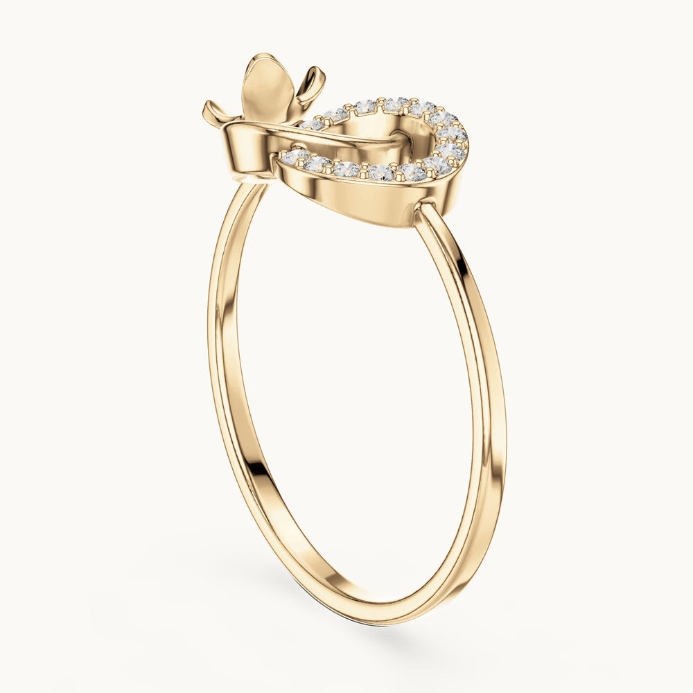 Round lab-grown diamond swirl accent ring in yellow gold, 0.083 CT TW, view 1