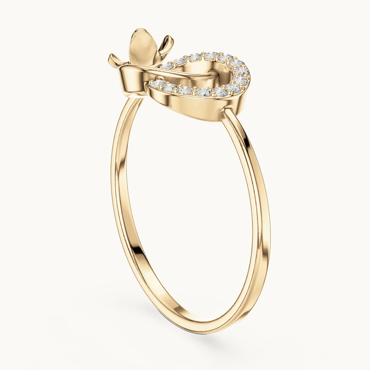 Round lab-grown diamond swirl accent ring in yellow gold, 0.083 CT TW, view 1