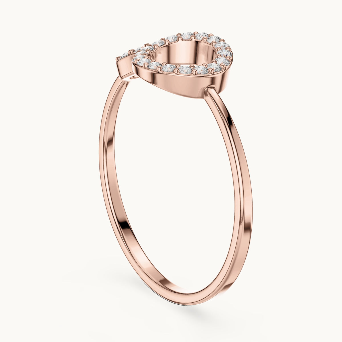 Round lab-grown diamond open circle pavé ring in rose gold, 0.123 CT TW, view 1