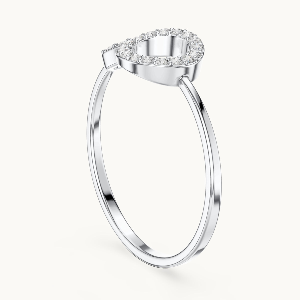 Round lab-grown diamond open circle pavé ring in white gold, 0.123 CT TW, view 1