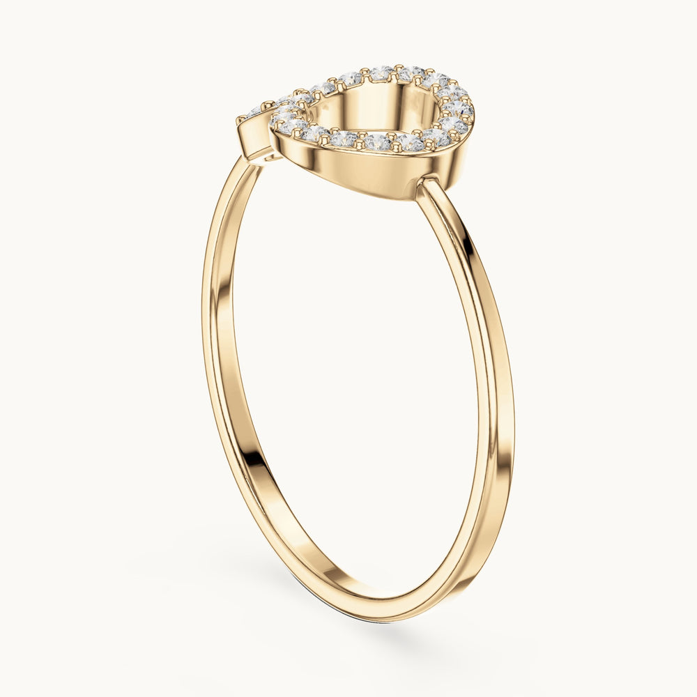 Round lab-grown diamond open circle pavé ring in yellow gold, 0.123 CT TW, view 1